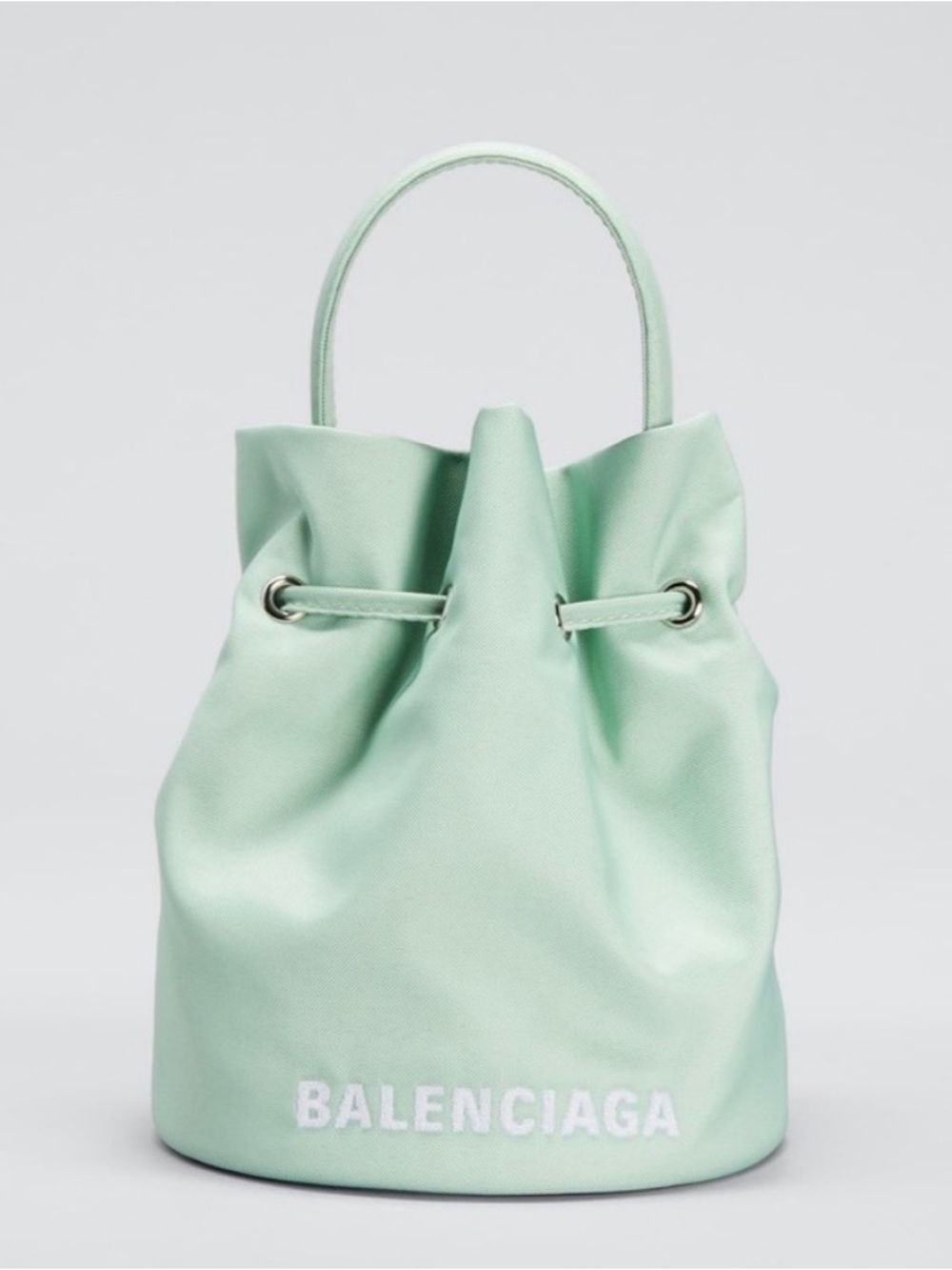 Balenciaga Mint Green Drawstring Bucket Bag